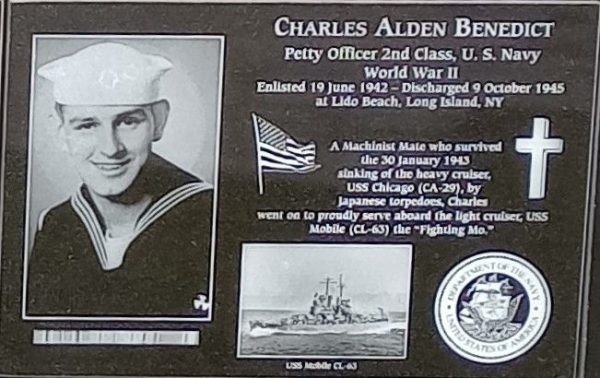 CHARLES ALDEN BENEDICT WAR MEMORIAL PLAQUE