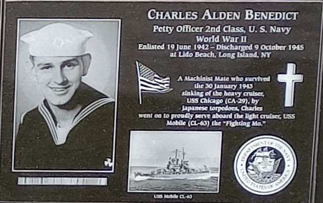 CHARLES ALDEN BENEDICT WAR MEMORIAL PLAQUE