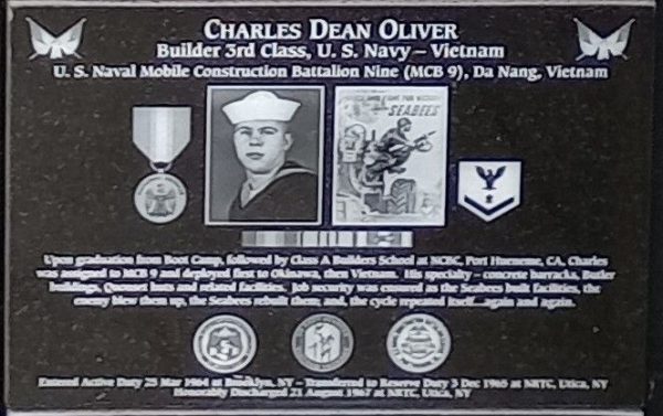 CHARLES DEAN OLIVER WAR MEMORIAL PLAQUE