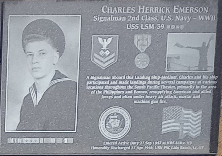 CHARLES HERRICK EMERSON WAR MEMORIAL PLAQUE