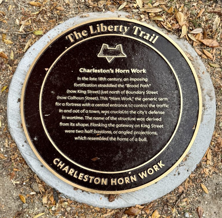 CHARLESTON’S HORN WORK REVOLUTIONARY WAR MEMORIAL PLAQUE