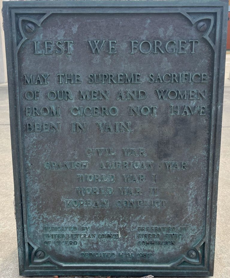 CICERO WAR VETERANS MEMORIAL PLAQUE