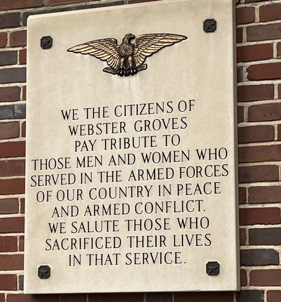 CITIZENS OF WEBSWTER GROVE ALL VETERANS MEMORIAL PLAQUE