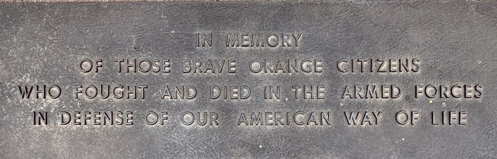 CITY OF ORANGE SUPREME SACRIFICE WAR MEMORIAL CANNON PLAQUE