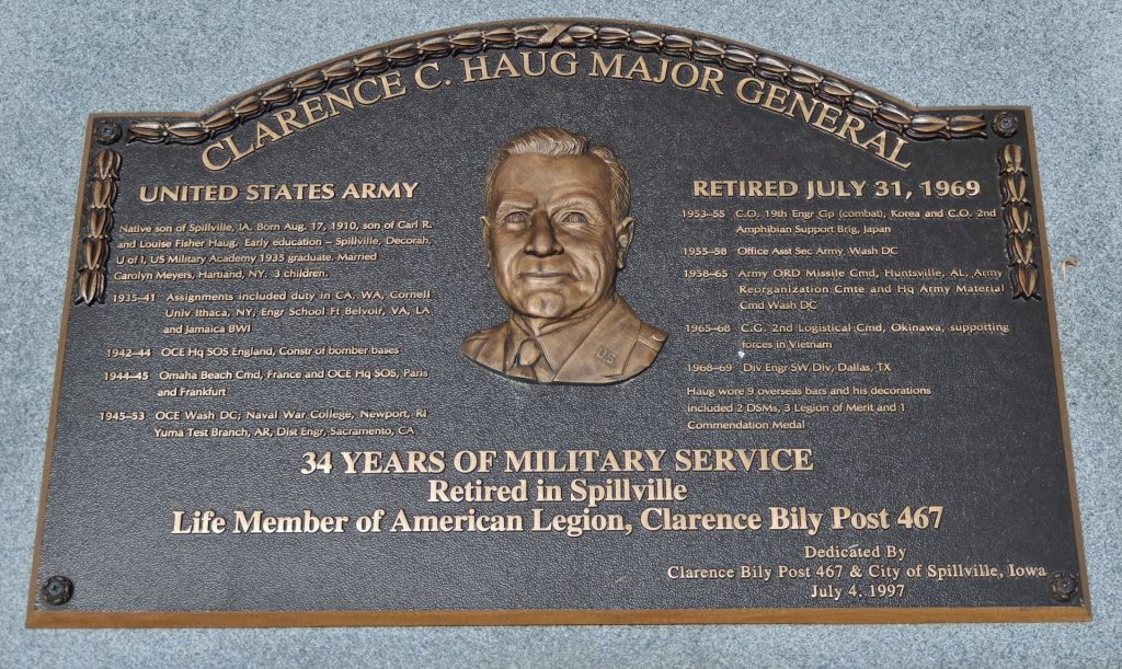 CLARENCE C. HAUG MAJOR GENERAL WAR MEMORIAL PLAQUE