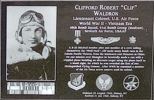 CLIFFORD ROBERT “CLIF” WALDRON WAR MEMORIAL PLAQUE