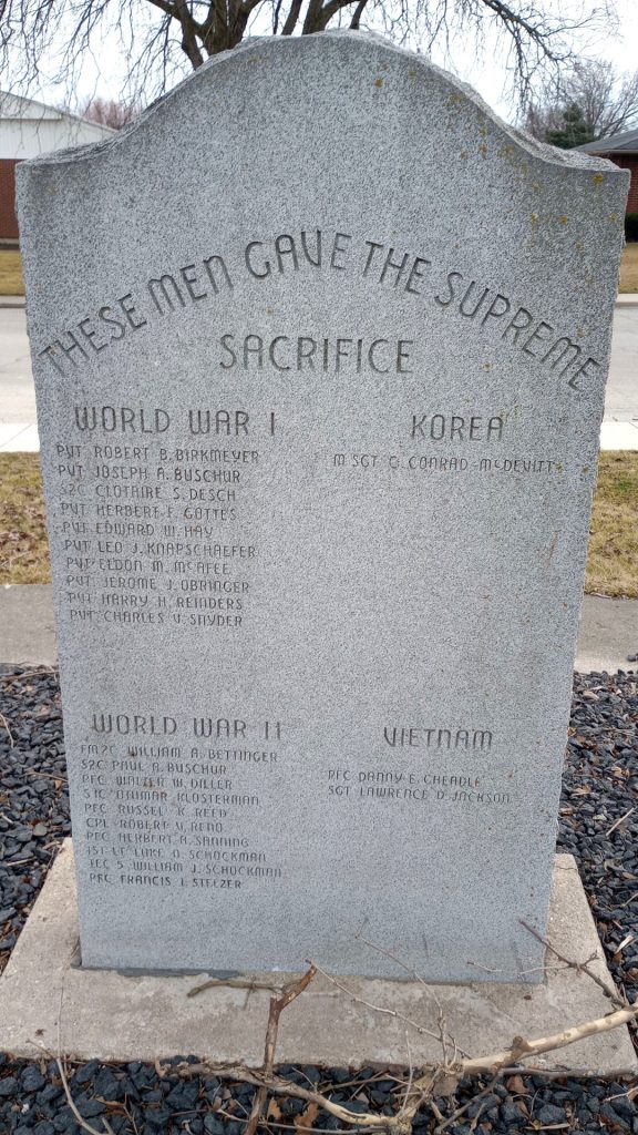 COLDWATER VETERANS MEMORIAL BACK