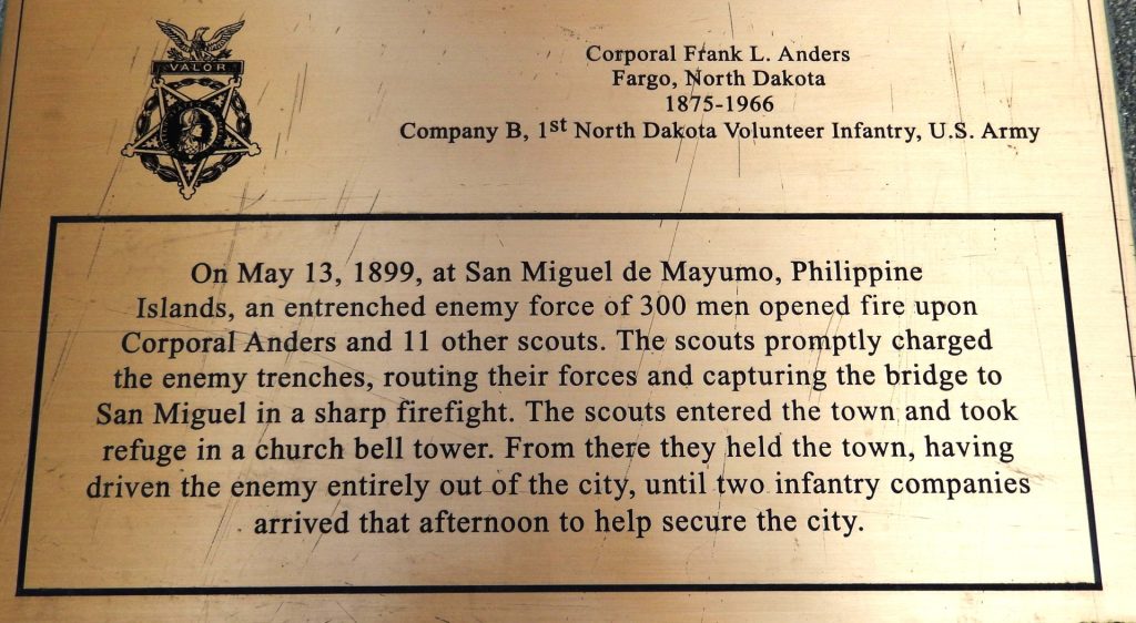 CORPORAL FRANK L. ANDERS MEDAL OF HONOR MEMORIAL PLAQUE