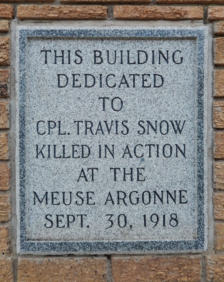 CPL. TRAVIS SNOW WAR MEMORIAL BUILDING STONE