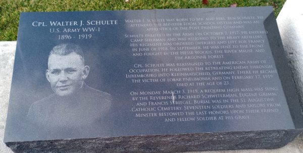 CPL. WALTER J. SCHULTE WAR MEMORIAL STONE