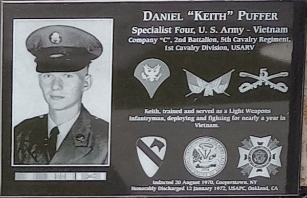 DANIEL “KEITH” PUFFER WAR MEMORIAL PLAQUE