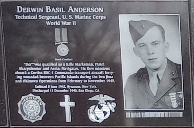 DERWIN BASIL ANDERSON WAR MEMORIAL PLAQUE