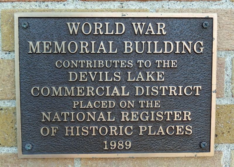 DEVILS LAKE WORLD WAR MEMORIAL BUILDING PLAQUE