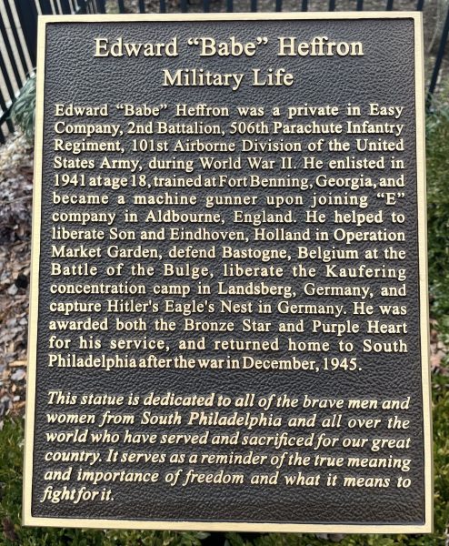 EDWARD “BABE” HEFFRON WAR MEMORIAL PLAQUE A