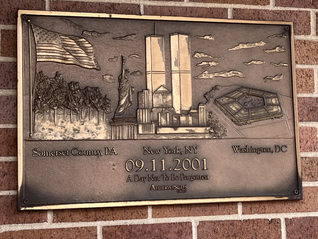 ELMWOOD PARK 09.11.2001 MEMORIAL PLAQUE