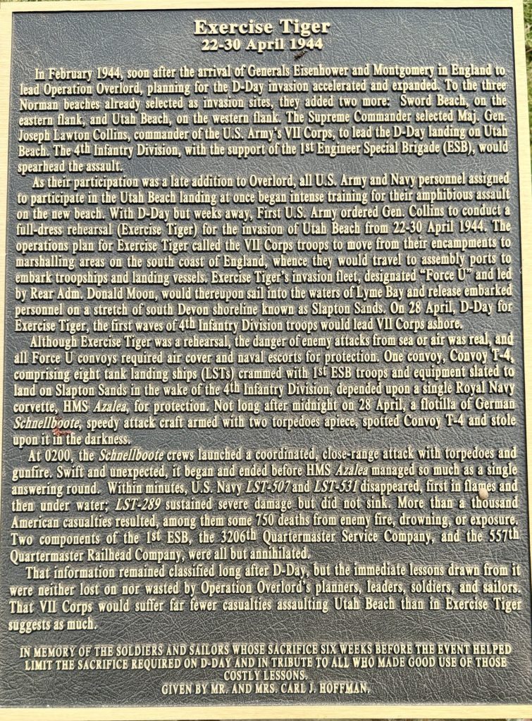 EXERCISE TIGER WAR MEMORIAL PLAQUE