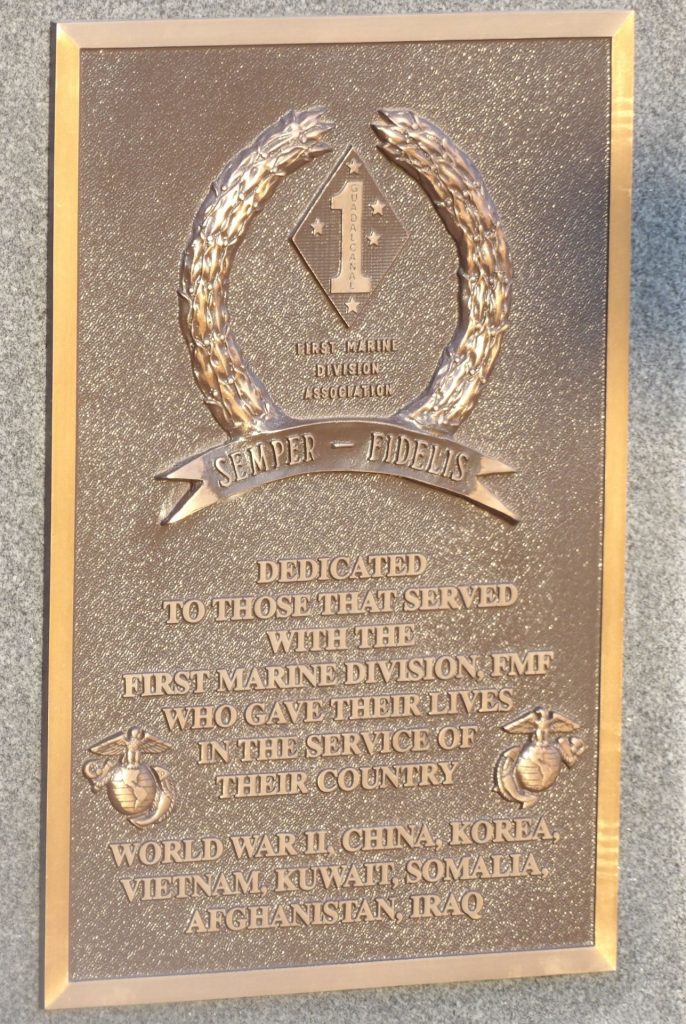 FIRST MARINE DIVISION FMF MEMORIAL PLAQUE