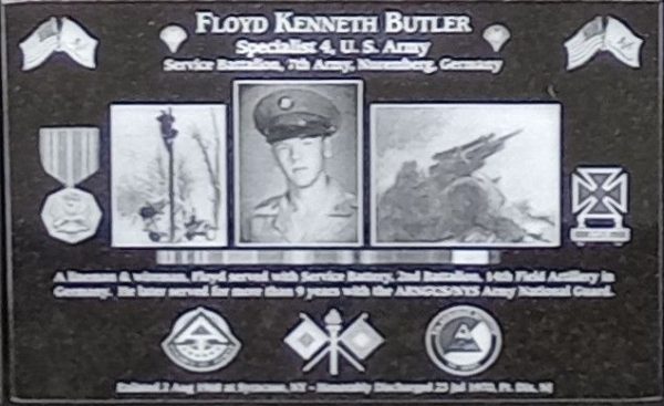FLOYD KENNETH BUTLER WAR MEMORIAL PLAQUE