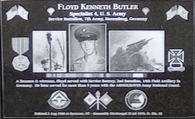 FLOYD KENNETH BUTLER WAR MEMORIAL PLAQUE