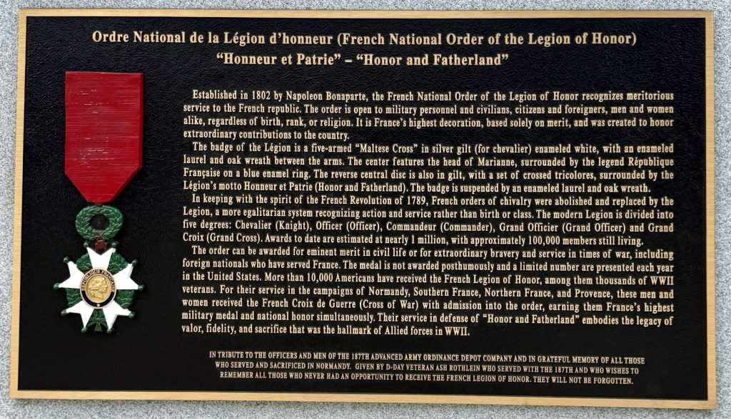 FRENCH NATIONAL ORDER OF THE LEGION OF HONOR WAR MEMORIAL PLAQUE