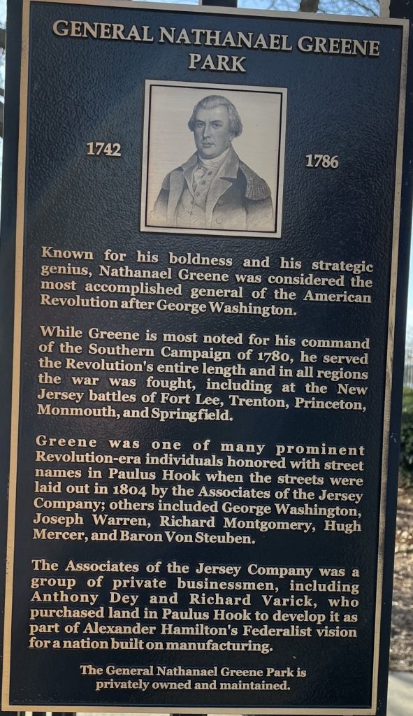 GENERAL NATHANAEL GREEN PARK PLAQUE