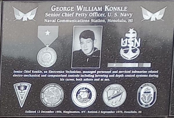 GEORGE WILLIAM KONKLE WAR MEMORIAL PLAQUE