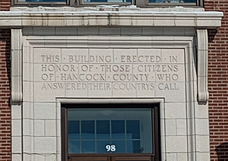 HANCOCK COUNTY VETERANS MEMORIAL BUILDING STONE