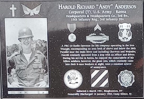 HAROLD RICHARD “ANDY” ANDREW WAR MEMORIAL PLAQUE