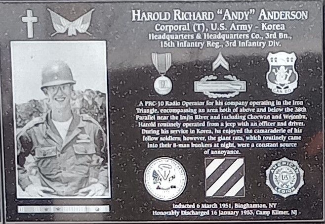 HAROLD RICHARD “ANDY” ANDREW WAR MEMORIAL PLAQUE