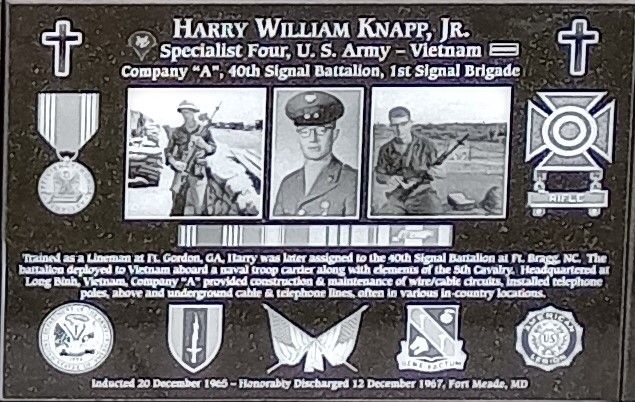 HARRY WILLIAM KNAPP, JR. WAR MEMORIAL PLAQUE