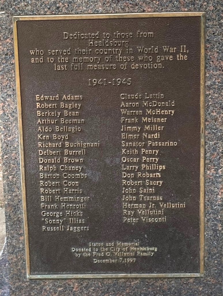 Healdsburg Multi-War Memorial Plaque