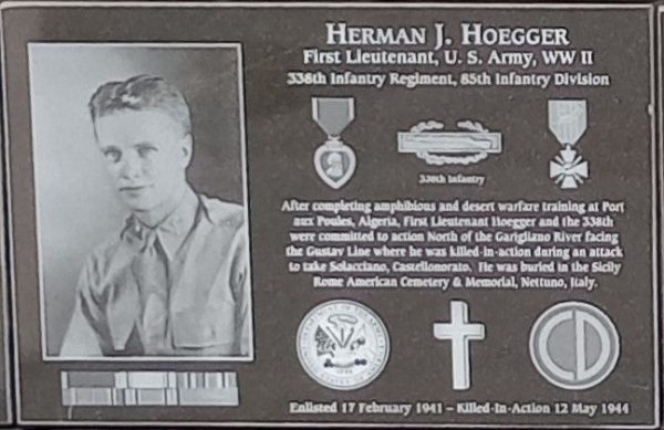 HERMAN J. HOEGGER WAR MEMORIAL PLAQU