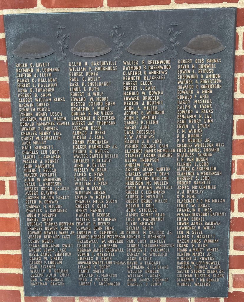 HINES V.A. HOSPITAL WORLD WAR I MEMORIAL FOUNTAIN PLAQUE A