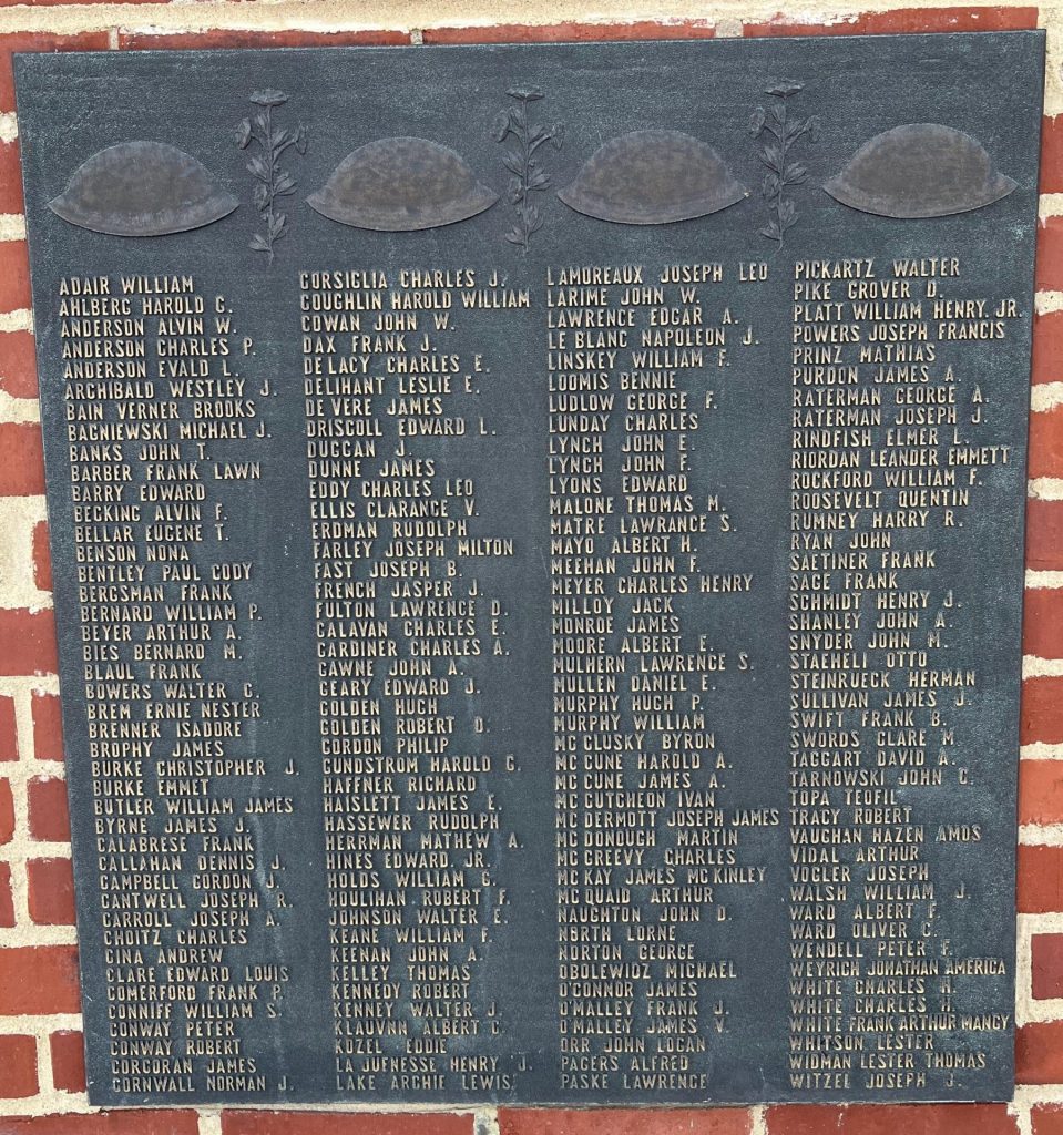 HINES V.A. HOSPITAL WORLD WAR I MEMORIAL FOUNTAIN PLAQUE B