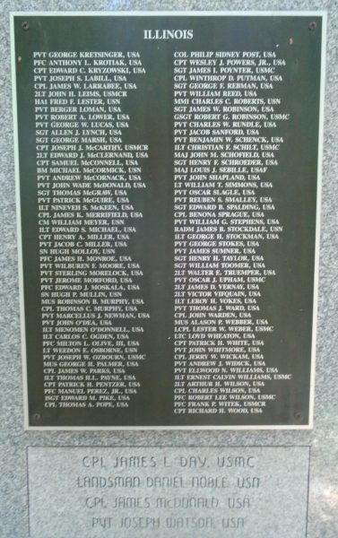 ILLINOIS MEDAL OF HONOR WAR MEMORIAL PLAQUE B