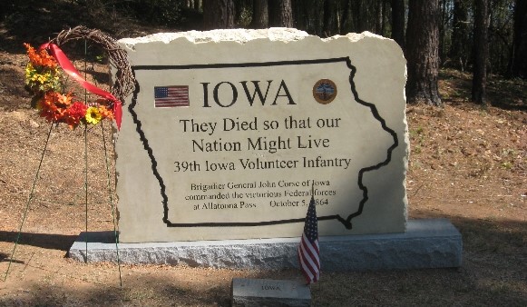 IOWA 39TH IOWA VOLUNTEER INFANTRY WAR MEMORIAL
