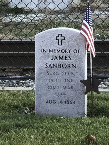 JAMES SANBORN SERG WAR MEMORIAL CEMETERY STONE