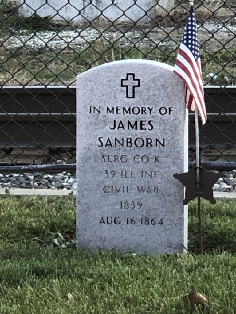 JAMES SANBORN SERG WAR MEMORIAL CEMETERY STONE
