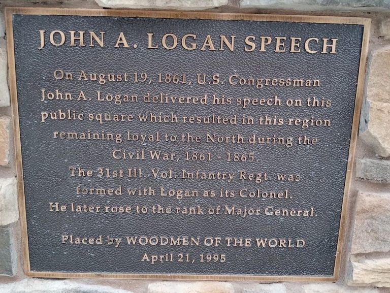 JOHN A. LOGAN SPEECH WAR MEMORIAL PLAQUE