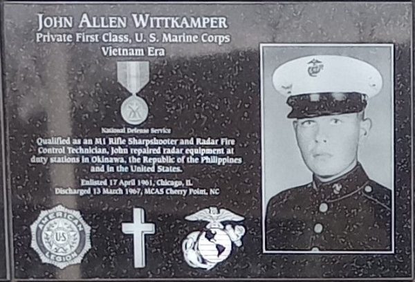 JOHN ALLEN WITTKAMPER WAR MEMORIAL PLAQUE