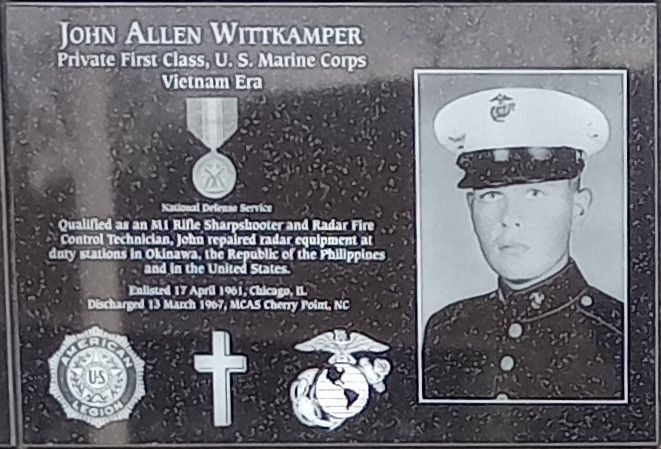 JOHN ALLEN WITTKAMPER WAR MEMORIAL PLAQUE