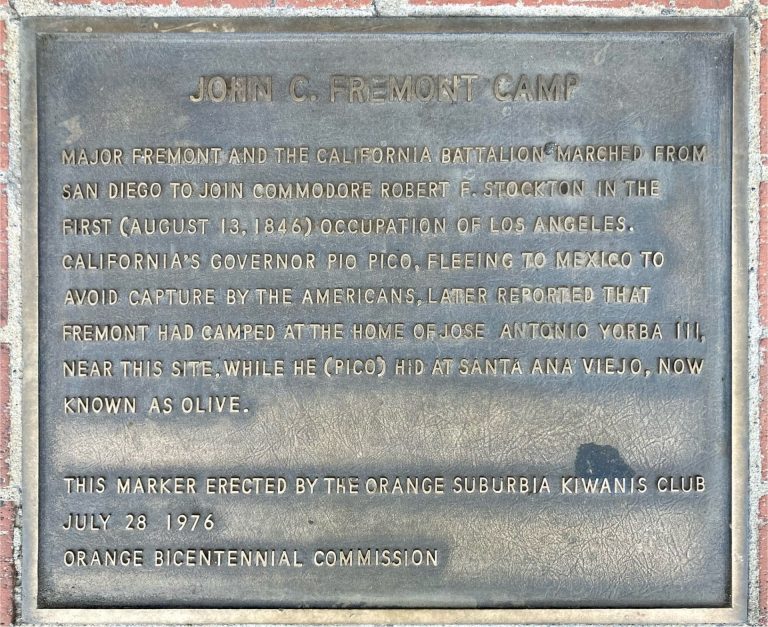 JOHN C. FREMONT CAMP MEMORIAL PLAQUE