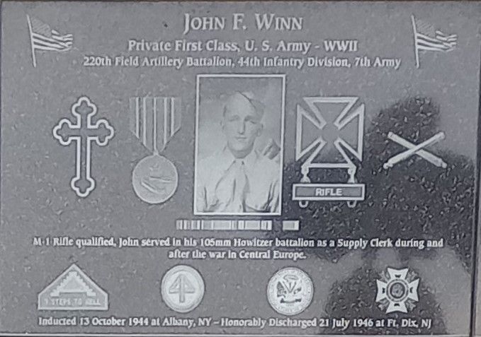 JOHN F. WINN WAR MEMORIAL PLAQUE