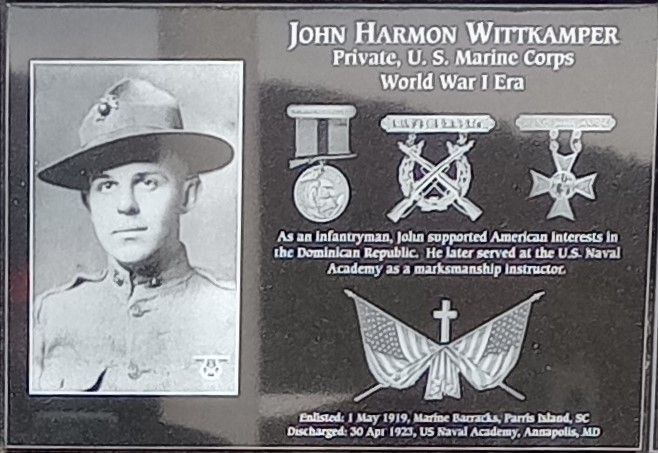 JOHN HARMON WITTKAMPER WAR MEMORIAL PLAQUE