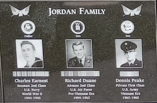 JORDAN FAMILY WAR MEMORIAL PLAQUE