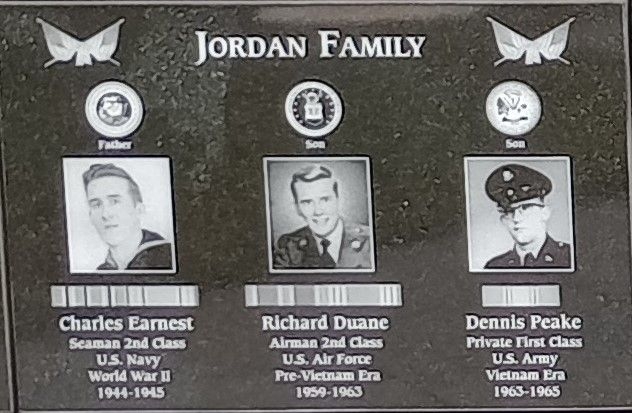 JORDAN FAMILY WAR MEMORIAL PLAQUE