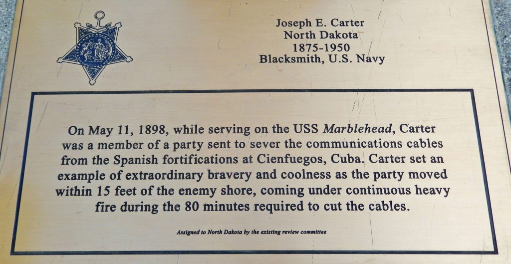 JOSEPH E. CARTER MEDAL OF HONOR MEMORIAL PLAQUE