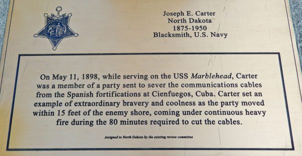JOSEPH E. CARTER MEDAL OF HONOR MEMORIAL PLAQUE