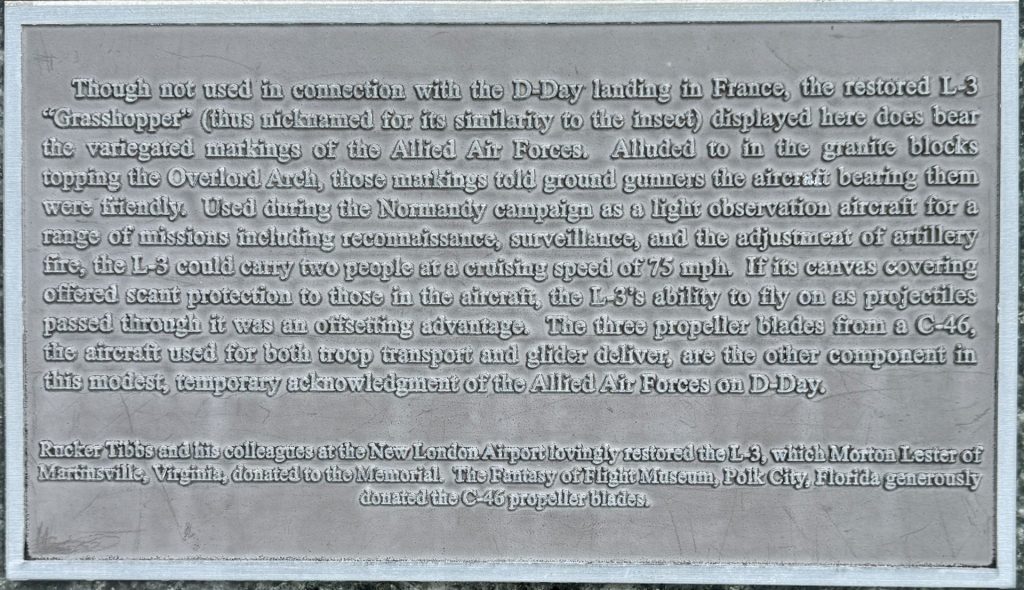 L-3 “GRASSHOPPER WAR MEMORIAL AIRCRAFT PLAQUE