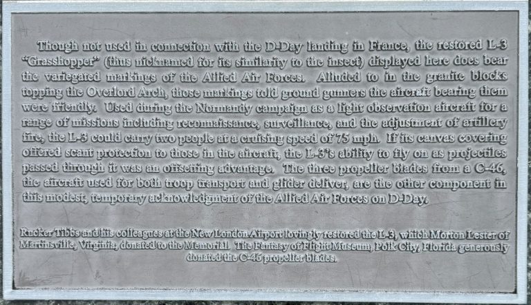 L-3 “GRASSHOPPER WAR MEMORIAL AIRCRAFT PLAQUE